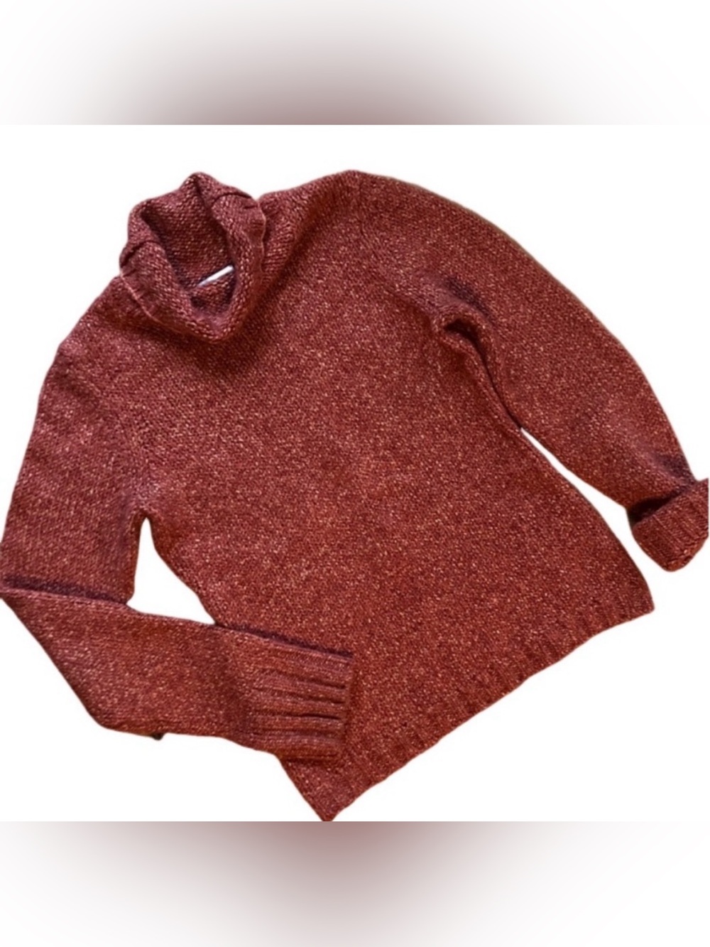Wool Blend Vintage Ann Taylor Loft Pinky Burnt Orange Cowl Neck Sweater
